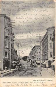 Janesville Wisconsin Milwaukee Street Scene Antique Postcard K72086