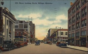 Billings Montana MT Street Scene c1940s Linen Postcard