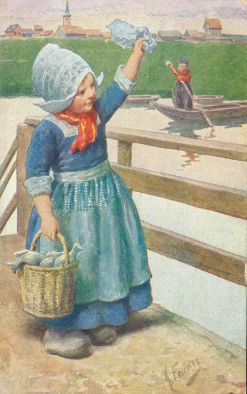 Volendam Kids Holland Vintage Postcard 06.67