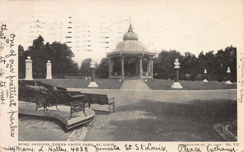 Music Pavilion, Tower Grove Park, St. Louis, MO, Early Postcard, Used in 1905