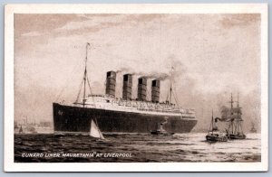 K50/ Ship Postcard c10 R.M.S. Mauretania Ocean Liner Liverpool Great Britian 255