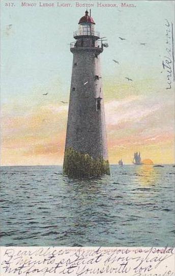 Massachusetts Boston Harbor Minot Ledge Lighthouse 1905