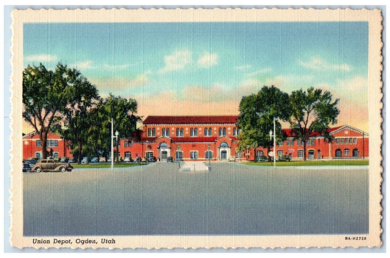 Entrance To Union Depot Panoramic View Ogden Utah UT Vintage Unposted Postcard