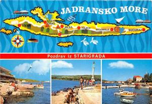 B68094 Croatia Starigrad map carte geographique boats bateaux multiviews