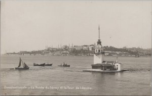 RPPC Postcard La Point du Seray et La Tour de Leandre Constantinople Turkey