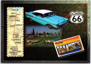 VINTAGE CONTINENTAL SIZE POSTCARD FUN TIMES ON ILLINOIS ROUTE 66