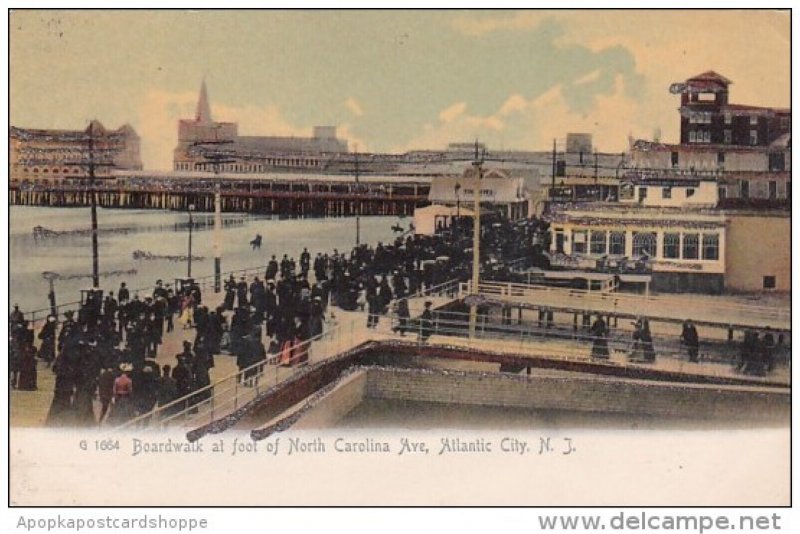 New Jersey Atlantic City The Boardwalk At Foot Of North Carolina Avenue Rotog...