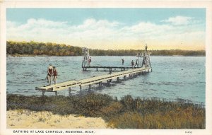 F70/ Manistee Michigan Postcard c1920 Bathing at Lake Canfield