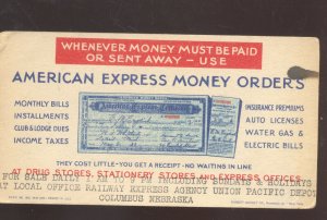 COLUMBUS NEBRASKA AMERICAN EXPRESS MONEY ORDERS ADVERTISING INK BLOTTER