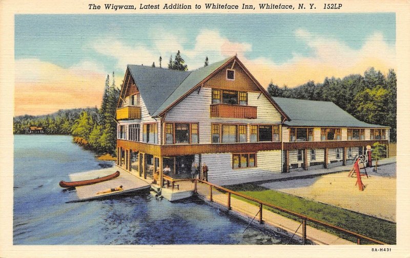 The Wigwam Whiteface Inn Whiteface New York 152LP linen postcard