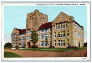 Evansville Indiana IN Postcard Administration Building Evansville College c1940