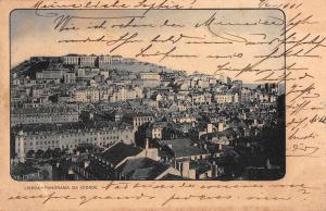 Lisbon Portugal panoramic birds eye view of city antique pc Z28593