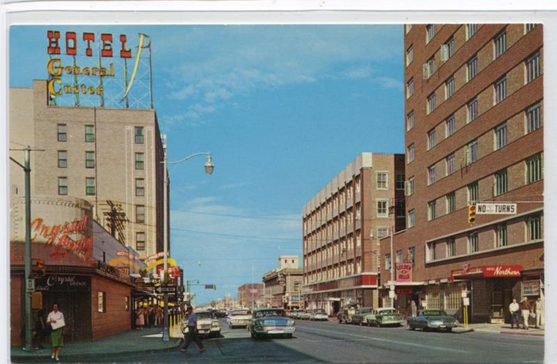 1st Avenue Street Scene Cars Billings Montana 1960s postcard