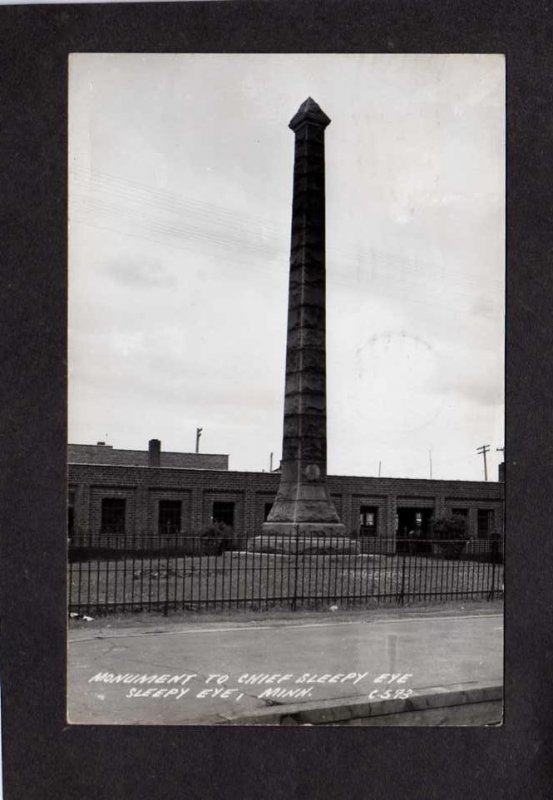 MN Monument Chief SLEEPY EYE Minnesota RPPC Real Photo Postcard