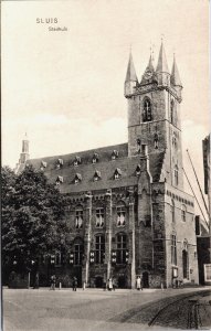 Netherlands Sluis Stadhuis Vintage Postcard C090