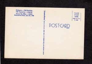 VA Greetings From Virginia Postcard, State Map,Cardinal Flag, Salem, Lexington,