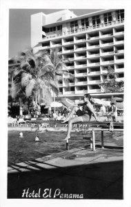 RPPC, Panama City, Panama  HOTEL EL PANAMA  Pool~Girl On Diving Board  Postcard
