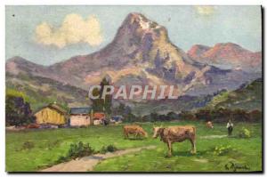 Old Postcard Thonon Les Bains Dent d & # 39Ocher Cows