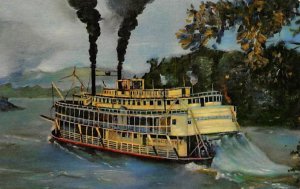 Unidentified River Steamship Painting Ferry Boat Ship 