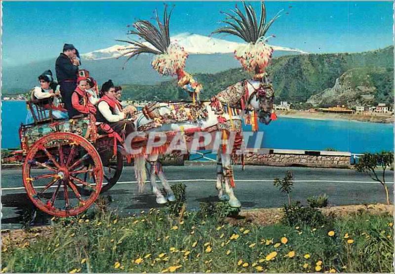 Modern Postcard Taormina Bronette Siciliano Barouche Horse
