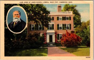 Vintage Postcard HOME OF JAMES RUSSELL LOWELL, CAMBRIDGE, MA JS10