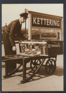 Northamptonshire Postcard -Basket of Pigeons at Kettering Railway Station RR6841