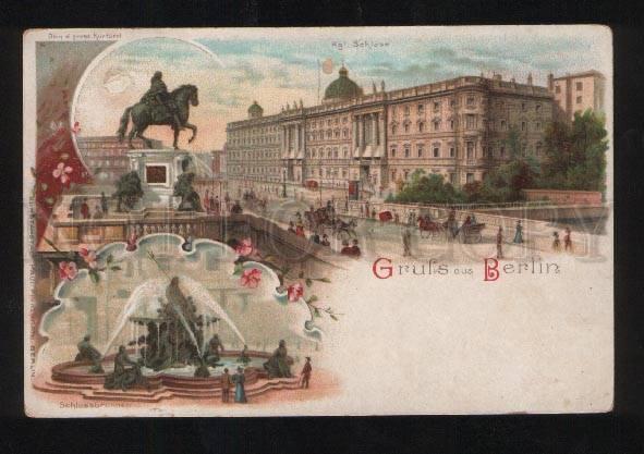 056051 GERMANY GRUSS BERLIN Vintage lithograph PC