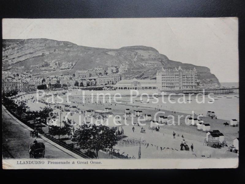 Llandudno Promenade and Great Orme c1907 showing C.JONES BATHING HUTS & OFFICE