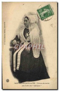 Old Postcard Folklore Saint Gilles Croix de Vie bridal costume with headdress...