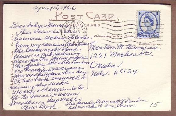 Golders Green postcard posted 1966