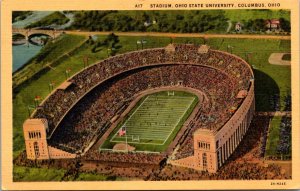 Linen Postcard Stadium, Ohio State University in Columbus, Ohio