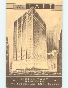 Unused Linen-ish TAFT HOTEL Manhattan New York NY Q6685