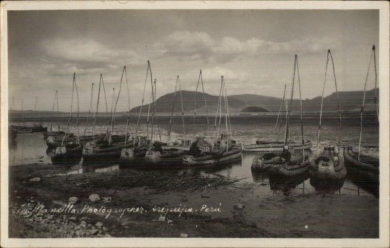 Arequipa Peru M. Mancilla Photographer Real Photo Postcard #2 BOATS