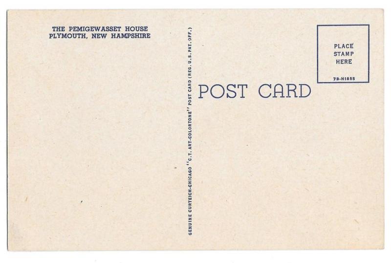 Plymouth NH Pemigewasset House Vintage Hotel Postcard Linen 