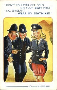 Police Cop Blond Female Officer Men Underwear Outdated Humor Postcard