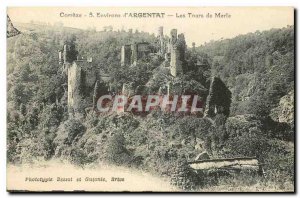 Old Postcard Surroundings Correze Argentat The Tours de Merle