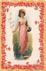 F31/ Valentine's Day Love Holiday Postcard? Or Card c1910 Woman Scallop Edge 11