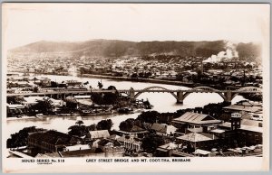 Brisbane Grey Street Bridge Mt Coot-tha Sidues RPPC Postcard Australia H83