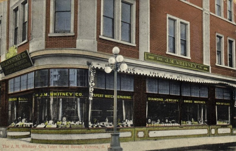 canada, VICTORIA, J.M. Whitney Co. Jewelry, Yates St. at Broad (1913) Postcard