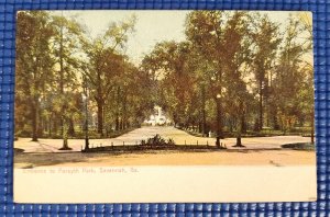 Vintage c1901 Entrance to Forsyth Park Savannah Georgia Postcard