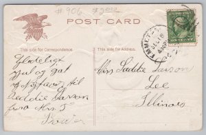 Holiday~Christmas~Cherubs Ring Bells over Snowy Town @ Sunset~c1910 Postcard