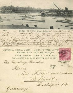 india, KALLAI nr Calicut Kozhikode, Bridge Scene (1904) Court Card