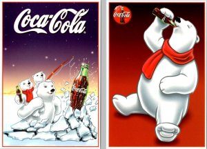 2~4X6 Postcards COCA-COLA Advertising BEARS FISHING~BEAR DRINKING BOTTLE OF COKE