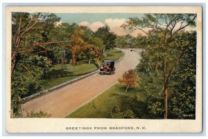 1910 Greetings Bradford Road Old Car New Hampshire NH Vintage Antique Postcard