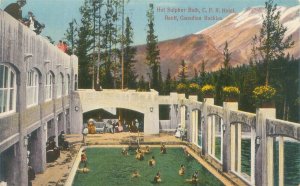 Banff Canadian Rockies Hot Sulphur Baths CPR Hospital 1924 Postcard Used