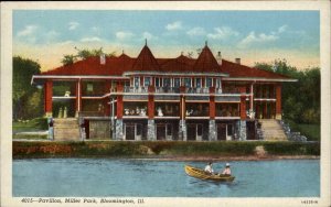 Bloomington Illinois IL Miller Park Pavilion Row Boat Vintage Postcard