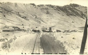 argentina, LAS CUEVAS, Cordillera, Railway Station (1910s) RPPC Postcard