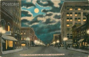 IA, Waterloo, Iowa, East Fourth Street, Night Scene, Tichnor No. 10245