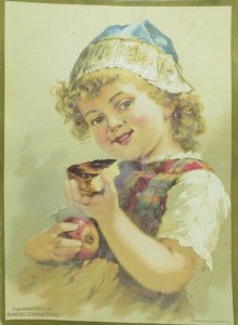 1880's Lovely Girl Apple Bread Victorian Trade Card #2 #F