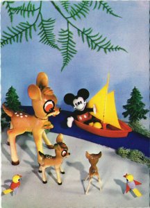 PC DISNEY, MICKEY MOUSE AND BAMBY PLUSH TOYS, Modern Postcard (b38071)